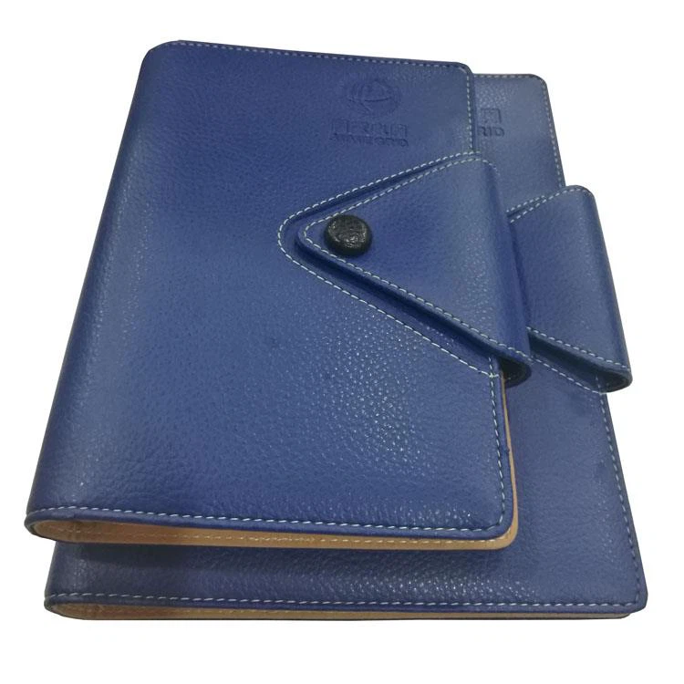 Dark Blue Lichee Pattern PU Leather Office Work Diary Printing, Executive Business Notebook Supplier  (2)