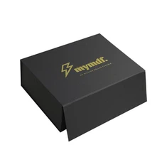 Penutupan Tudung Magnetik Kotak Hadiah Hitam Dan Emas